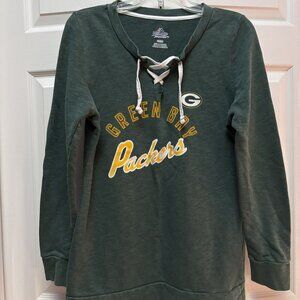 Green Bay Packers Majestic Lace Up Sweatshirt Women’s Medium NFL